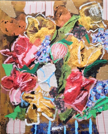 Картина под названием "Densité florale" - Frédérique Girin, Подлинное произведение искусства, Акрил Установлен на Деревянная…