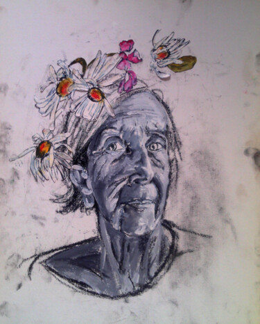 Картина под названием "les dernières fleur…" - Frédérique Lanquetin, Подлинное произведение искусства, Гуашь