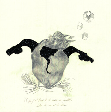 Dessin intitulée "A la croisée des pa…" par Frédérique Lanquetin, Œuvre d'art originale, Crayon
