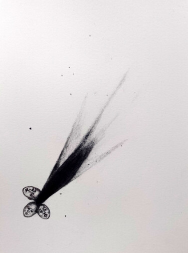 Dessin intitulée "Comète 2" par Frédérique Lanquetin, Œuvre d'art originale, Crayon