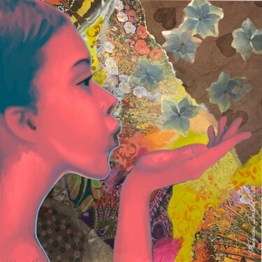 Arts numériques intitulée "Elle sème et rêve d…" par Frédérique Lecoq, Œuvre d'art originale, Peinture numérique