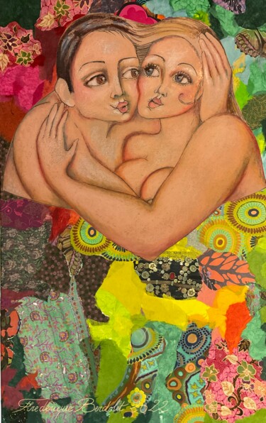 Digitale Kunst mit dem Titel "Nous deux" von Frédérique Lecoq, Original-Kunstwerk, Pastell