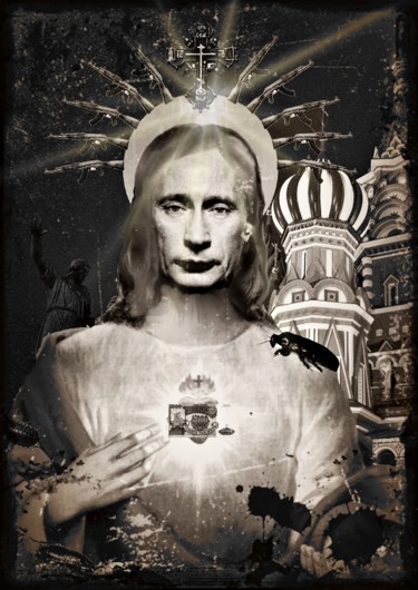 Collages intitolato "Vade retro Putinas" da Frédérique Longrée, Opera d'arte originale, Foto