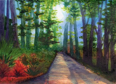 Painting titled "Forêt fauve V" by Frederique Loudin, Original Artwork, Watercolor