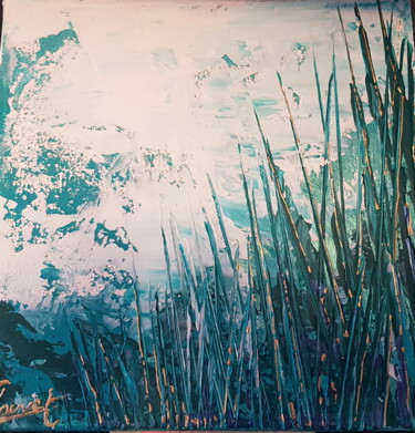 Peinture intitulée "Turquoise 20x 20cm" par Frédérique Louvet, Œuvre d'art originale, Acrylique