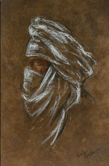 Desenho intitulada "Profil de touareg" por Frédérique Maillart, Obras de arte originais, Pastel