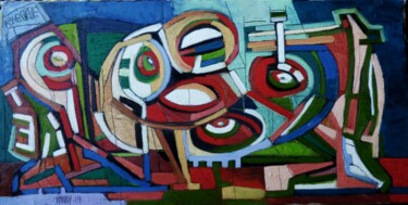Painting titled ""Lamagistère 2019"" by Frédérique Manley, Original Artwork, Oil Mounted on Wood Panel