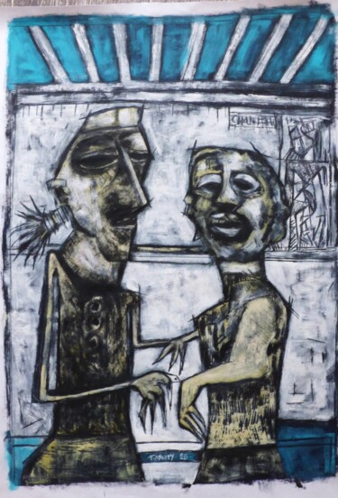 Malerei mit dem Titel ""couple 2020"" von Frédérique Manley, Original-Kunstwerk, Öl