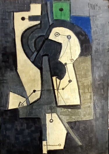 Malerei mit dem Titel ""Woman and dog ,202…" von Frédérique Manley, Original-Kunstwerk, Öl