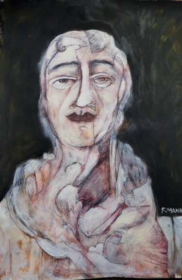 Pittura intitolato "portrait 2022" da Frédérique Manley, Opera d'arte originale, Olio