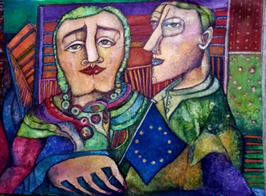Malerei mit dem Titel "the puppets" von Frédérique Manley, Original-Kunstwerk, Gouache