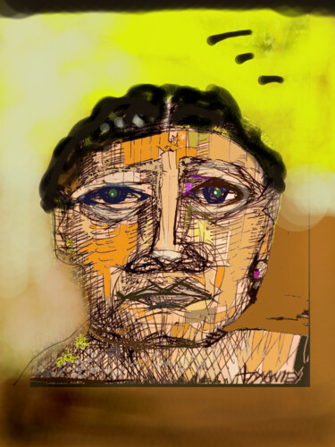 Digitale Kunst mit dem Titel "portrait , the scare" von Frédérique Manley, Original-Kunstwerk, 2D digitale Arbeit