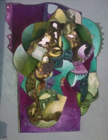 Peinture intitulée "tourbillon d'un jour" par Frédérique Manley, Œuvre d'art originale, Gouache