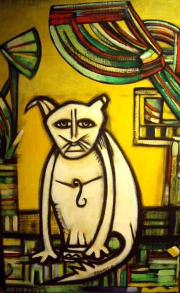 Peinture intitulée "le chat" par Frédérique Manley, Œuvre d'art originale