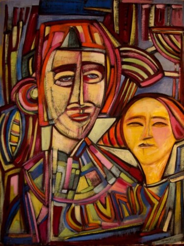 Painting titled "jean et moi" by Frédérique Manley, Original Artwork, Oil