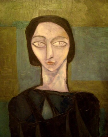 Peinture intitulée "autoportrait 1991" par Frédérique Manley, Œuvre d'art originale, Huile