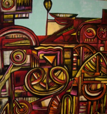 Painting titled "ENGRENAGE 1" by Frédérique Manley, Original Artwork