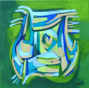Painting titled "vent vert 2011" by Frédérique Manley, Original Artwork, Oil