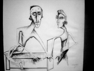 Dessin intitulée ""invitation"" par Frédérique Manley, Œuvre d'art originale, Encre
