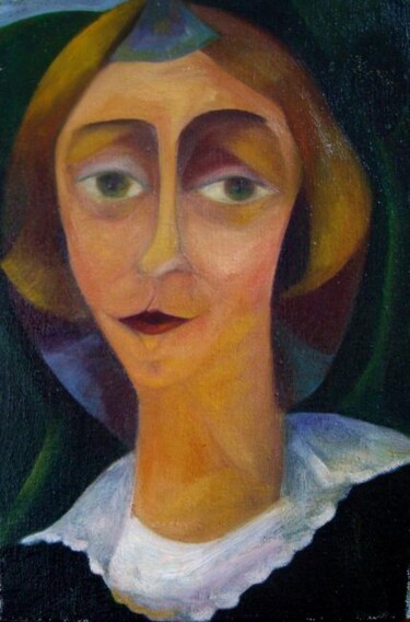Painting titled "autoportrait 1990" by Frédérique Manley, Original Artwork, Oil