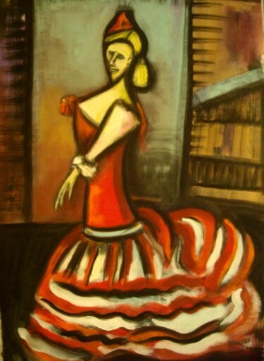 Peinture intitulée ""flamenco"" par Frédérique Manley, Œuvre d'art originale, Huile
