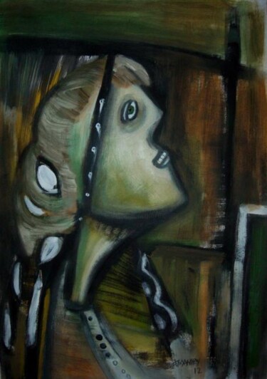 Peinture intitulée ""regard vers le hau…" par Frédérique Manley, Œuvre d'art originale, Huile