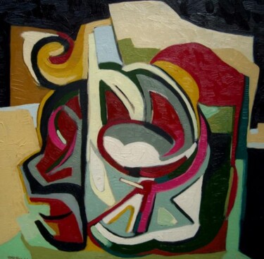 Painting titled ""composition abstra…" by Frédérique Manley, Original Artwork, Oil