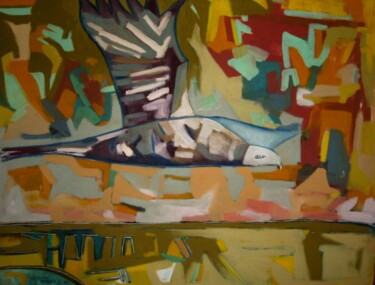 Painting titled ""envol 2012"" by Frédérique Manley, Original Artwork, Oil