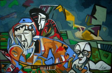 Peinture intitulée ""Trio d'un soir de…" par Frédérique Manley, Œuvre d'art originale, Huile