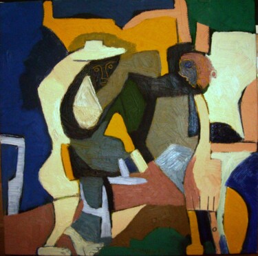 Painting titled ""20h,la rencontre"" by Frédérique Manley, Original Artwork, Oil