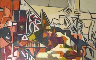 Peinture intitulée "port de caen" par Frédérique Manley, Œuvre d'art originale, Huile