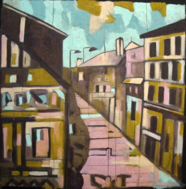 Peinture intitulée ""la ville du cauche…" par Frédérique Manley, Œuvre d'art originale, Huile