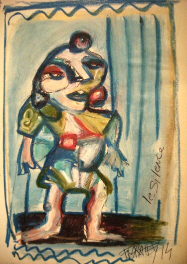 Dessin intitulée ""la petite femme"" par Frédérique Manley, Œuvre d'art originale, Pastel