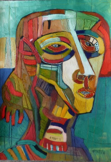 Painting titled ""portrait de mars 2…" by Frédérique Manley, Original Artwork, Oil