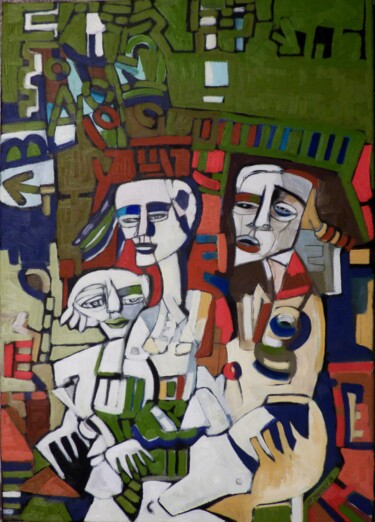 Painting titled "" Ellles pensent au…" by Frédérique Manley, Original Artwork, Oil