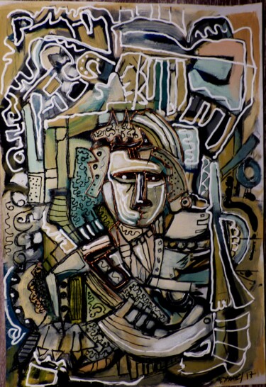 Peinture intitulée ""el hombre"" par Frédérique Manley, Œuvre d'art originale, Autre