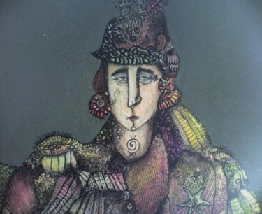 Malerei mit dem Titel "portrait" von Frédérique Manley, Original-Kunstwerk, Gouache
