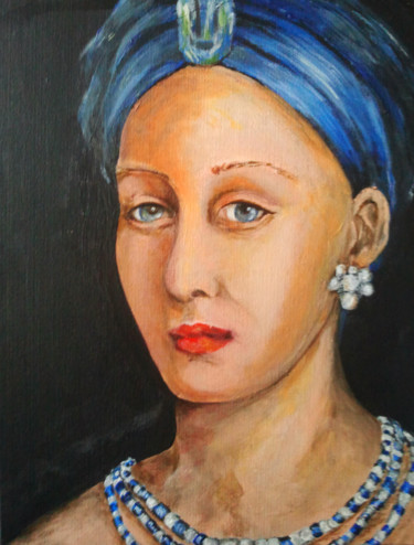 Peinture intitulée "Le turban bleu" par Frédérique Huet, Œuvre d'art originale, Acrylique