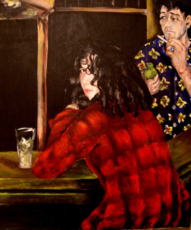 Painting titled "Bar de nuit" by Frédérique Huet, Original Artwork, Acrylic