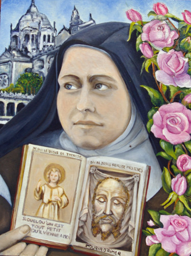 Painting titled "Sainte Thérèse  de…" by Frédérique Huet, Original Artwork, Oil