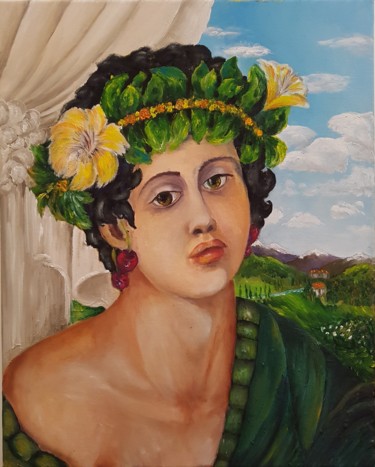 Painting titled "Le printemps" by Frédérique Huet, Original Artwork, Oil