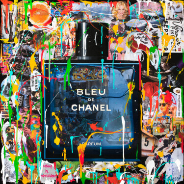 Картина под названием "Bleu" - Frédérique Sanson, Подлинное произведение искусства, Акрил Установлен на Алюминий