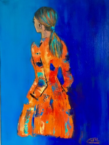 Painting titled "Emma" by Frédérique Bernier, Original Artwork, Acrylic Mounted on Wood Stretcher frame