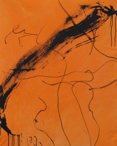 A l'ombre de Corrina orange Peinture intitulée "A l'ombre de Corrin…" par Frédérique Bodinier, Œuvre d'art originale, Pigments