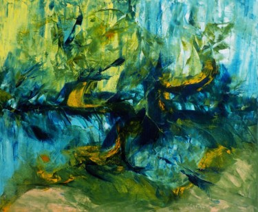 Painting titled "L'ETANG" by Frederique Cantais, Original Artwork