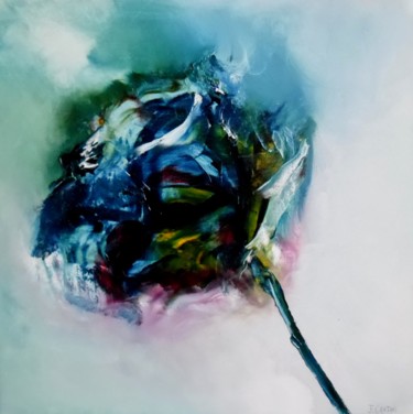 Painting titled "BLUE ROSE" by Frederique Cantais, Original Artwork