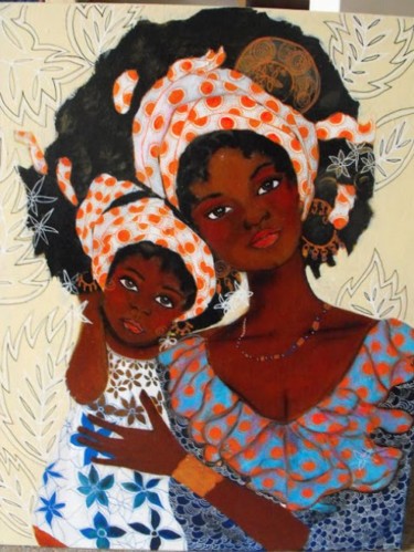Peinture intitulée "maternité colorée" par Frederique Chaplet, Œuvre d'art originale