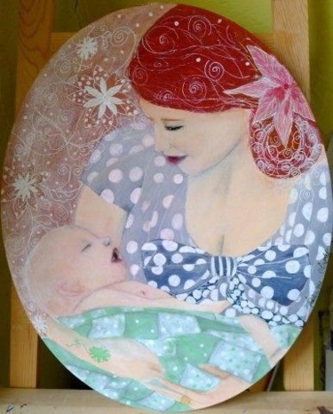 Peinture intitulée "nouvelle maternité" par Frederique Chaplet, Œuvre d'art originale