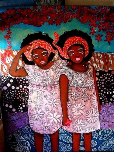 Peinture intitulée "les petites jumelles" par Frederique Chaplet, Œuvre d'art originale