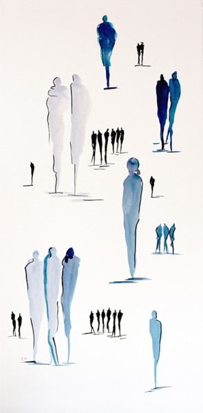 Peinture intitulée "Silhouettes 10a" par Frédérique Marteau, Œuvre d'art originale, Encre